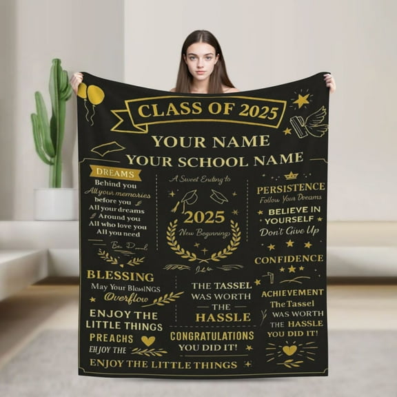Graduation Blanket Gifts - Class of 2025 Graduation Gifts, Blankets for Him/Her - Blankets for High School College Class of 2025 Graduation 50x40