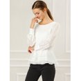 thumbnail image 2 of Allegra K Camisa De Manga Larga A Rayas Blusa Plisada Con Pliegues En Capas Clásico Para Mujeres Blanco XS, 2 of 6