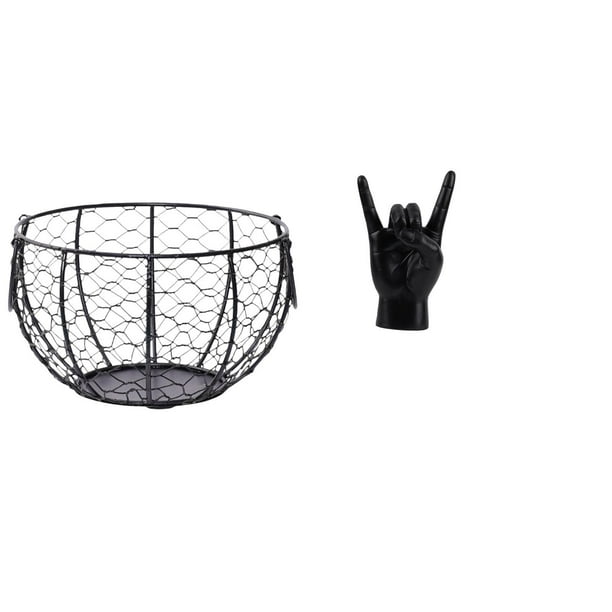 Cesta De Alambre Para Guardar Huevos, Escultura De Hierro Con Gesto De La Mano, Cesta Tejida Para Frutas Y Verduras, Manualidades Creativas Para Hacer Con Los Dedos Para Encimeras De Cocina Y