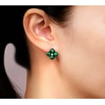 thumbnail image 2 of Green Malachite and Cubic Zirconia Four Petal Dangle Earrings for Women in 925 Sterling Silver and Yellow Gold Plating by Lavari Jewelers, 2 of 4