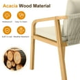 thumbnail image 3 of Heynemo Acacia Patio Dining Chairs Set of 4, Outdoor Wood Dining Chairs with Thick Cushions, Modern Patio Chairs with Woven Rope Backrest for Porch, Backyard, Garden, Indoor, Beige, 3 of 7