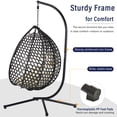 thumbnail image 3 of Jopath Hanging Egg Chair with Stand, Sturdy Hammock Chair with Rattan Weaving, Swing chairs with Soft Removable Cushion for Balcony Bedroom Garden Black+Beige, 3 of 9