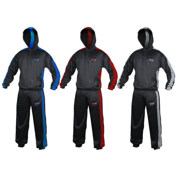 ARD CHAMPS™ Heavy Duty Sweat Suit Sauna Exercise Gym Fitness Weight Loss, Color Black Grey, Size