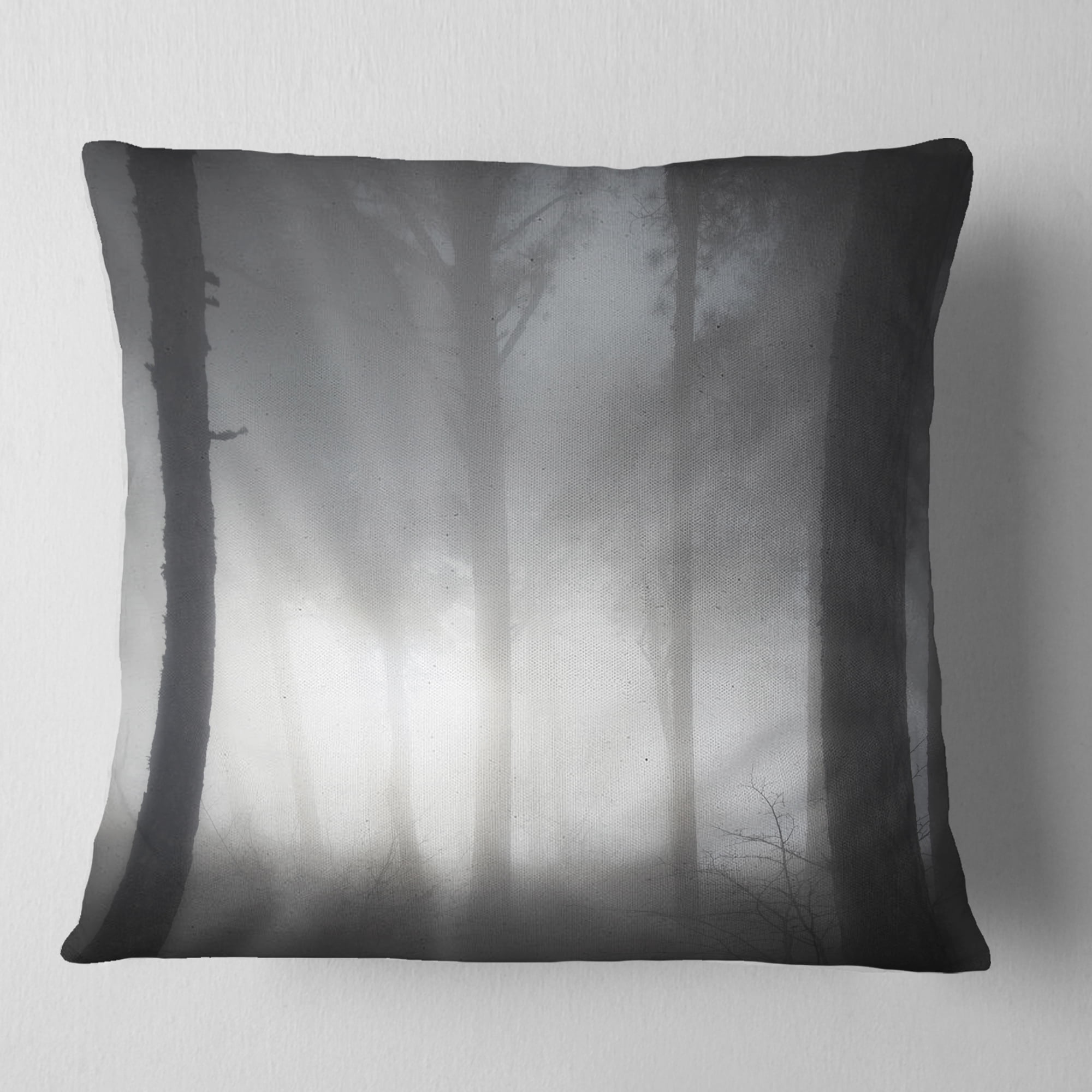 Designart Forest in Heavy Autumn Mist - Landscape Photo Throw Pillow - 18x18