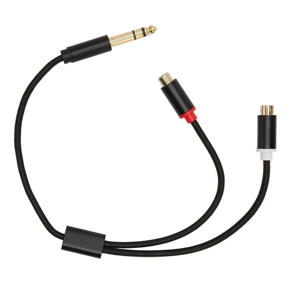 Cable RCA doble de 6,35 mm macho a hembra, conector chapado en oro silencioso, adaptador divisor estéreo en Y de 13,8 pulgadas
