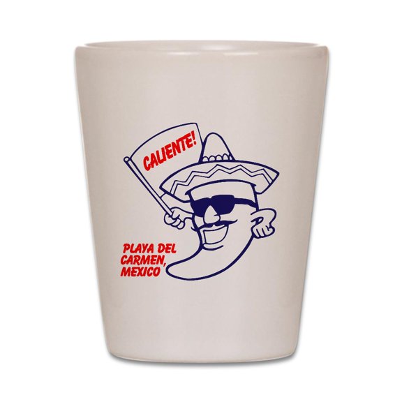CafePress - Playa Del Carmen, Caliente BR - White Shot Glass, Unique and Funny Shot Glass