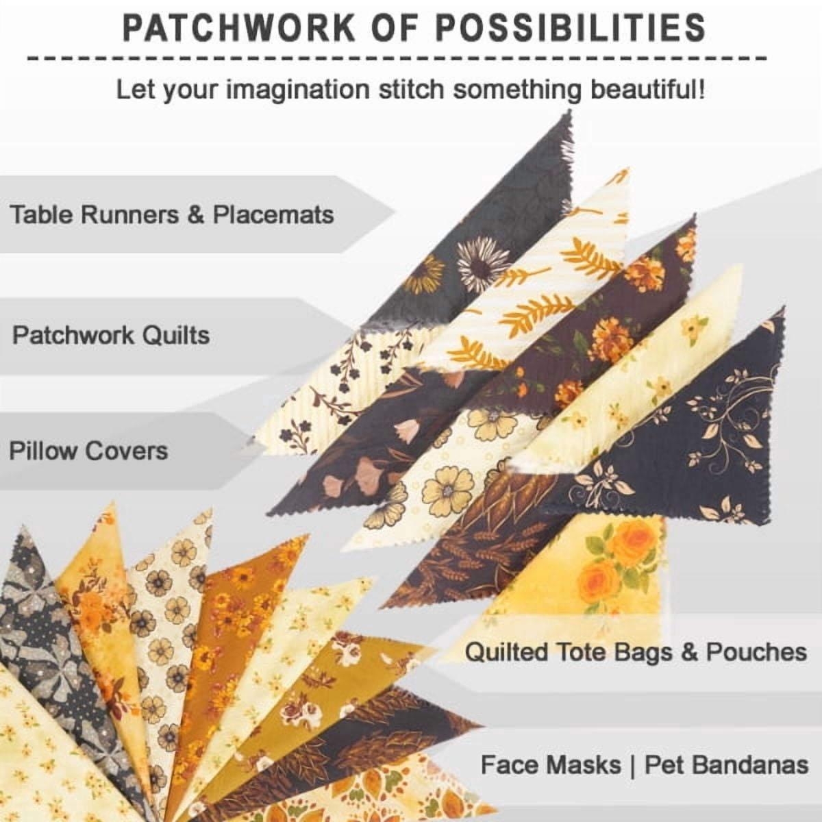Soimoi 40 Pcs Printed Cotton Fabric Squares Bundles Charm Packs for Quilting, Fat Quarter Layer Cakes, Scraps for Crafts,Precuts Quilt Squares 5 x 5 inches, DIY Fabric Bundle
