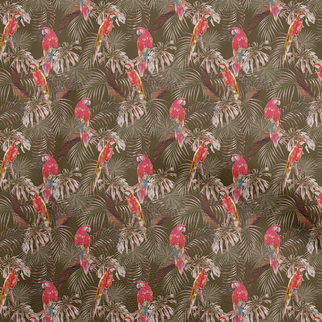 oneOone Polyester Spandex Dark Olive Green Fabric Tropical Leaf Craft Projects Decor Fabric Printed By The Yard 56 Inch Wide