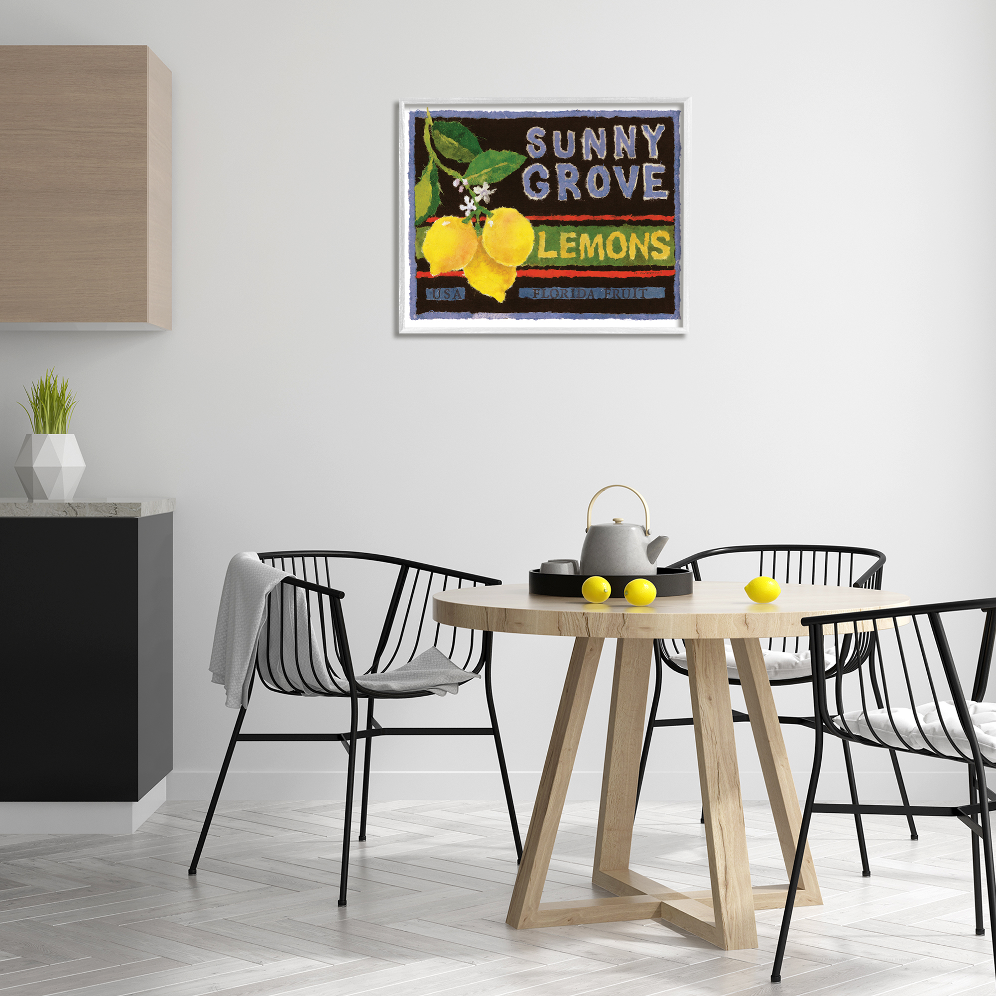 Stupell Industries Sunny Grove Lemons Food & Beverage Painting White Framed Art Print Wall Art, 30 x 24