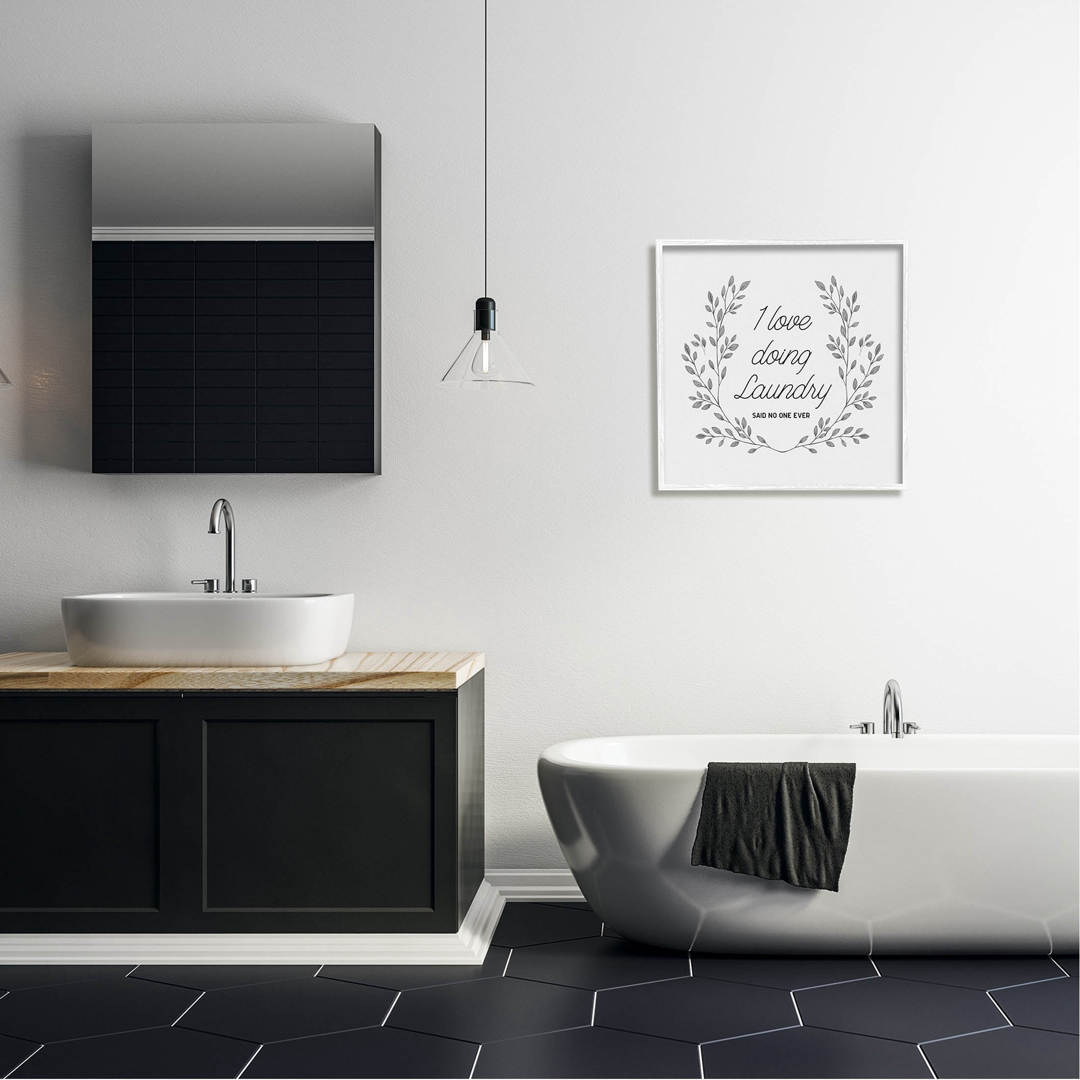Love Doing Laundry Said No One Funny Botanical & Floral Graphic Art White Framed Art Print Wall Art