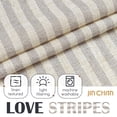 thumbnail image 4 of Cortinas de cocina de lino Jinchan a rayas, 90 cm, color topo, 2 paneles, 4 of 9