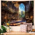 thumbnail image 2 of Gojian Forest Library Tapestry Tree Bookshelf Tapestries Wall Hanging Vintage Fantasy Fairy Treehouse Book Tapestry for Bedroom Living Room Dorm Classroom, 2 of 6