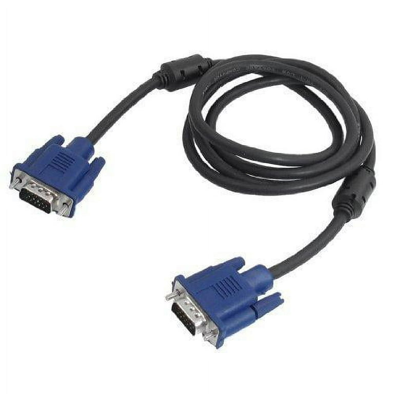 Orcaa Black Blue VGA 15 Pin Male to Male Computer Monitor Cable Wire Cord 4.2ft