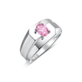 thumbnail image 2 of RYLOS Men's Rings Sterling Silver Ring Classic Solitaire 7X5MM Oval Shape Gemstone Designer Band Pink Ice October Birthstone Rings For Men Size 13, 2 of 5