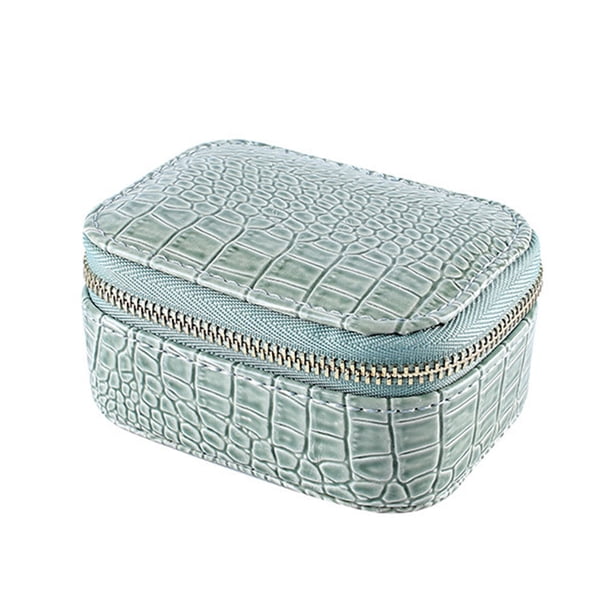 Joyero de viaje portátil Organizador Cremalleras Decoración Escaparate Conveniente Joyas Collar Pendiente Estuche de almacenamiento Almacenamiento y organización del hogar Verde 9.5*7*5cm Billuyoard HA076032-03