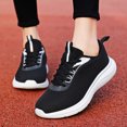 thumbnail image 2 of Siilsaa Wide Width Sneakers for Women Athletic Light Runner Shoes Lace-up Walking Shoes Black,7, 2 of 5
