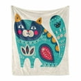 thumbnail image 1 of Animal Soft Flannel Fleece Throw Blanket, Smiling Cat with Colorful Paisley Motif Style Artwork Pet Lover Theme, Cozy Plush for Indoor and Outdoor Use, 60" x 80", Multicolor, by Ambesonne, 1 of 6