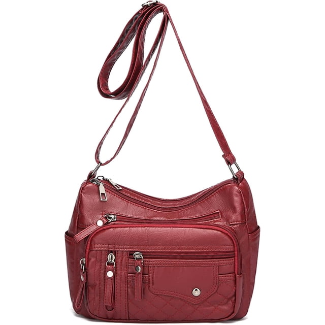 LHSHID Crossbody Bag for Women Soft PU Leather Shoulder Purses with Anti Theft Pockets Lightweight