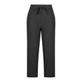 thumbnail image 6 of Sevevn Women'summer Cotton And Linen Solid Color Loose Straight Leg Pants With Pockets And Drawstring Summer Clearance Black XL, 6 of 6