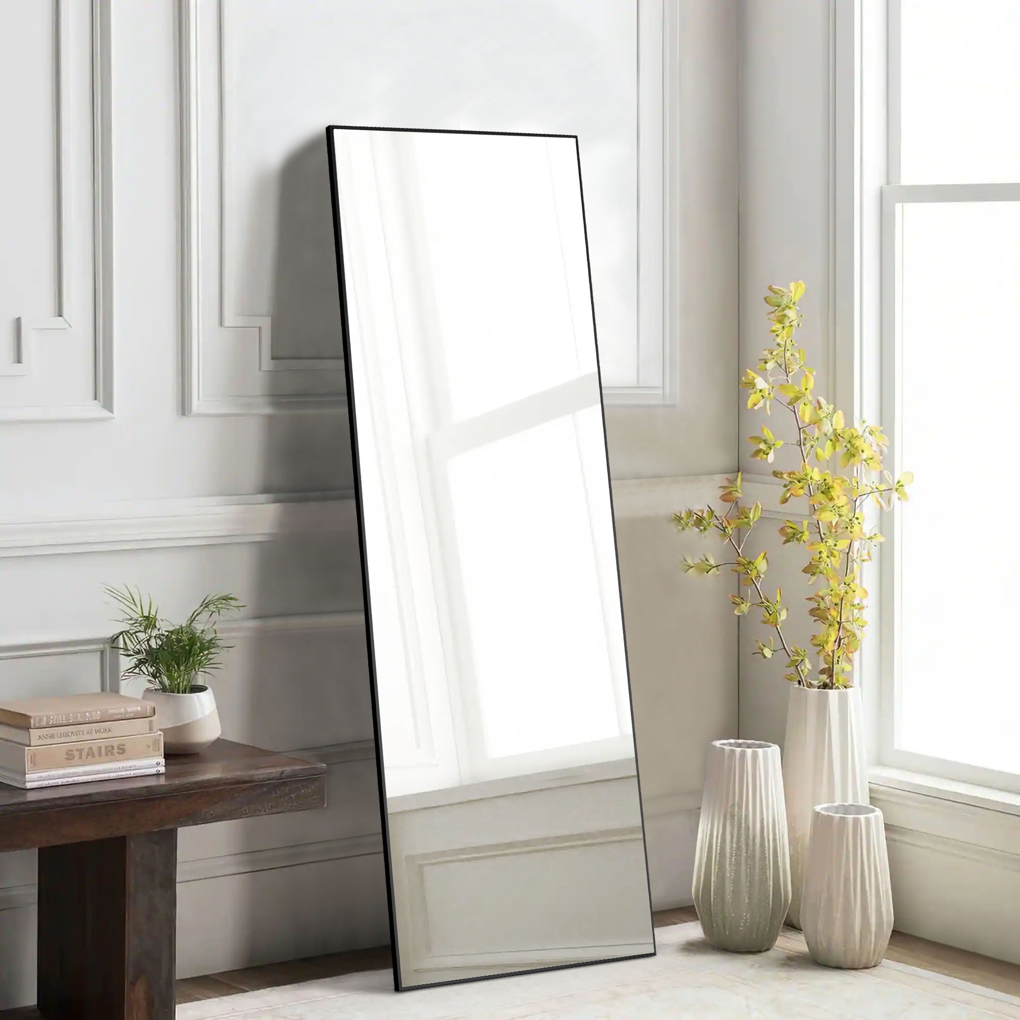Gianna 64"x21" Full-Length Mirror with Aluminum Alloy Frame, Standing Design for Bedroom, Black