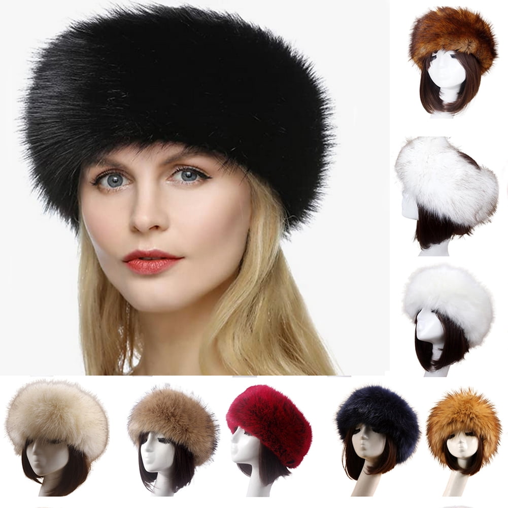 Dengjunhu Womens Faux Fur Headband Winter Earwarmer Earmuff Hat Ski