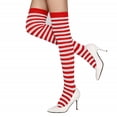 thumbnail image 2 of Femmes Fille Rayé Rayé Rayé sur le Genou Haut Bas Chaussettes Longues, 2 of 8