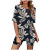 Ensembles de Détente pour Femmes 2 Pcs Mode Féminine Col Rond Manches Courtes Imprimé Ensemble Décontracté Haut et Short Chemises Manches Courtes pour Femmes Ensembles d'Été Tendance