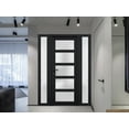 thumbnail image 4 of Front Exterior Prehung Metal-Plastic Door Frosted Glass / Manux 8002 Matte Black / 2 Side Windows / Office Commercial and Residential Doors Entrance Patio Garage 64" x 80" Left-hand Inswing, 4 of 6