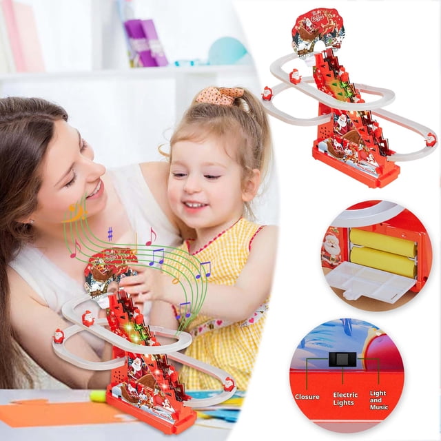 BotaniNest Climbing Santa Staircase Slide Automatic Climbing Santa Competition Game For Santa Climbers LED Light Music Music Santa Children'