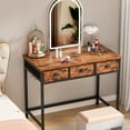 thumbnail image 3 of Satifur Computer Desk with Drawers & Hooks, 40" Writing Desk with 3 Fabric Drawers for Bedroom, Home Office, Rustic Brown, 3 of 8
