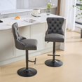 thumbnail image 2 of LEGAHOME Adjustable Bar Stools Set of 2, 26” Swivel Counter Height Bar Stools with Handcrafted Buttons and Hammered Rivets, Vintage American Bar Stools for Kitchen Island, Bar, Home, Charcoal Black, 2 of 9