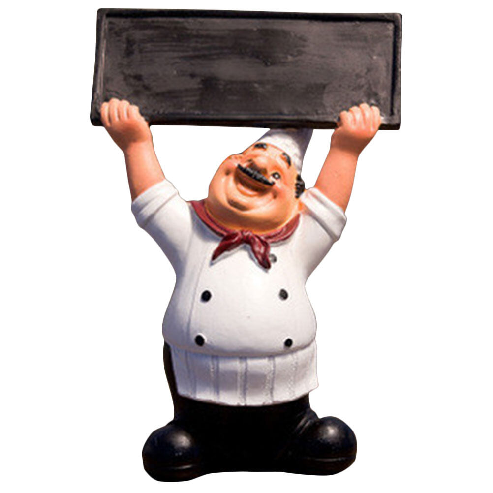 Desktop Chef Figurine Kitchen Decor with Chalkboard Countertop Chef