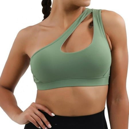 

Women One Shoulder Sports Bra Workout Yoga Bra Padded Wirefree Sports Tops Fitness Gym Yoga Sports Vest