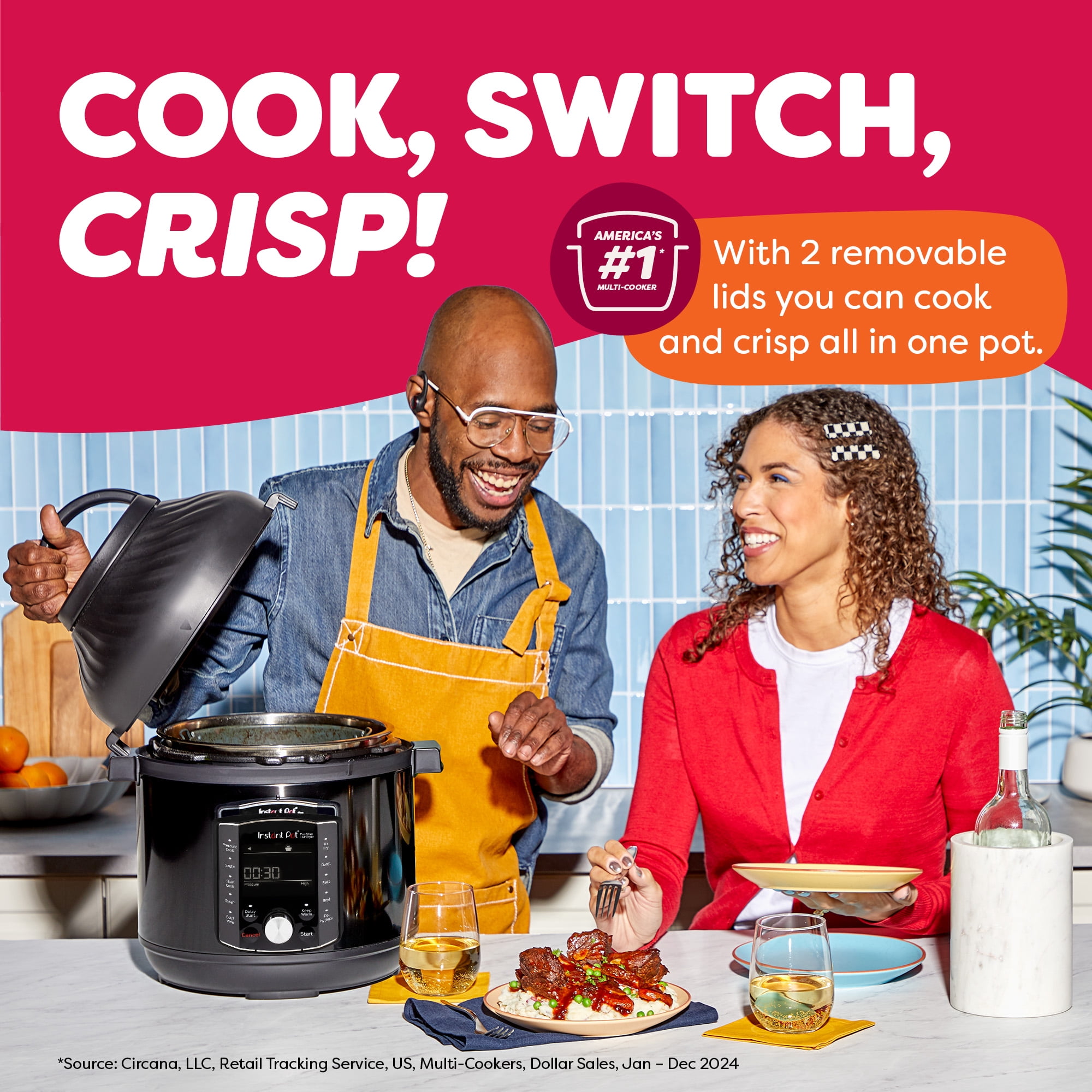 Instant Pot Pro Crisp 8-Quart Air Fryer and Electric Pressure Cooker Combo with Multicooker Lids