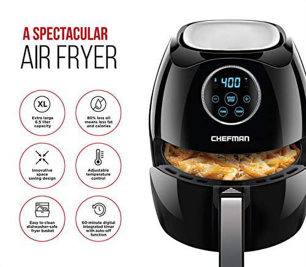 CHEFMAN 6 Quart Dual Basket Air Fryer Oven with Easy View Windows, Sync  Finish, Hi-Fry, Auto Shutoff, 2 Independent 3Qt Nonstick Dishwasher Safe