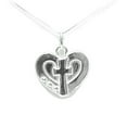 thumbnail image 1 of Truly Loved Cross and Heart Necklace Sterling Silver - Gift Boxed with Inspirational Story Card - Made in USA (16" shipped from Artist Studio), 1 of 5