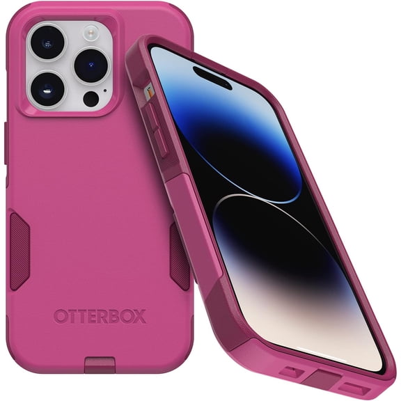 XZQFDC iPhone 14 Pro (ONLY) Commuter Series Case - INTO The Fucshia (Pink), Slim & Tough, Pocket-Friendly, with Port Protection