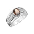 thumbnail image 3 of RYLOS Men's Rings Sterling Silver Rings Classic Designer Style 8X6MM Oval Gemstone & Diamond Ring Smoky Quartz Birthstone Rings For Men Size 11, 3 of 7