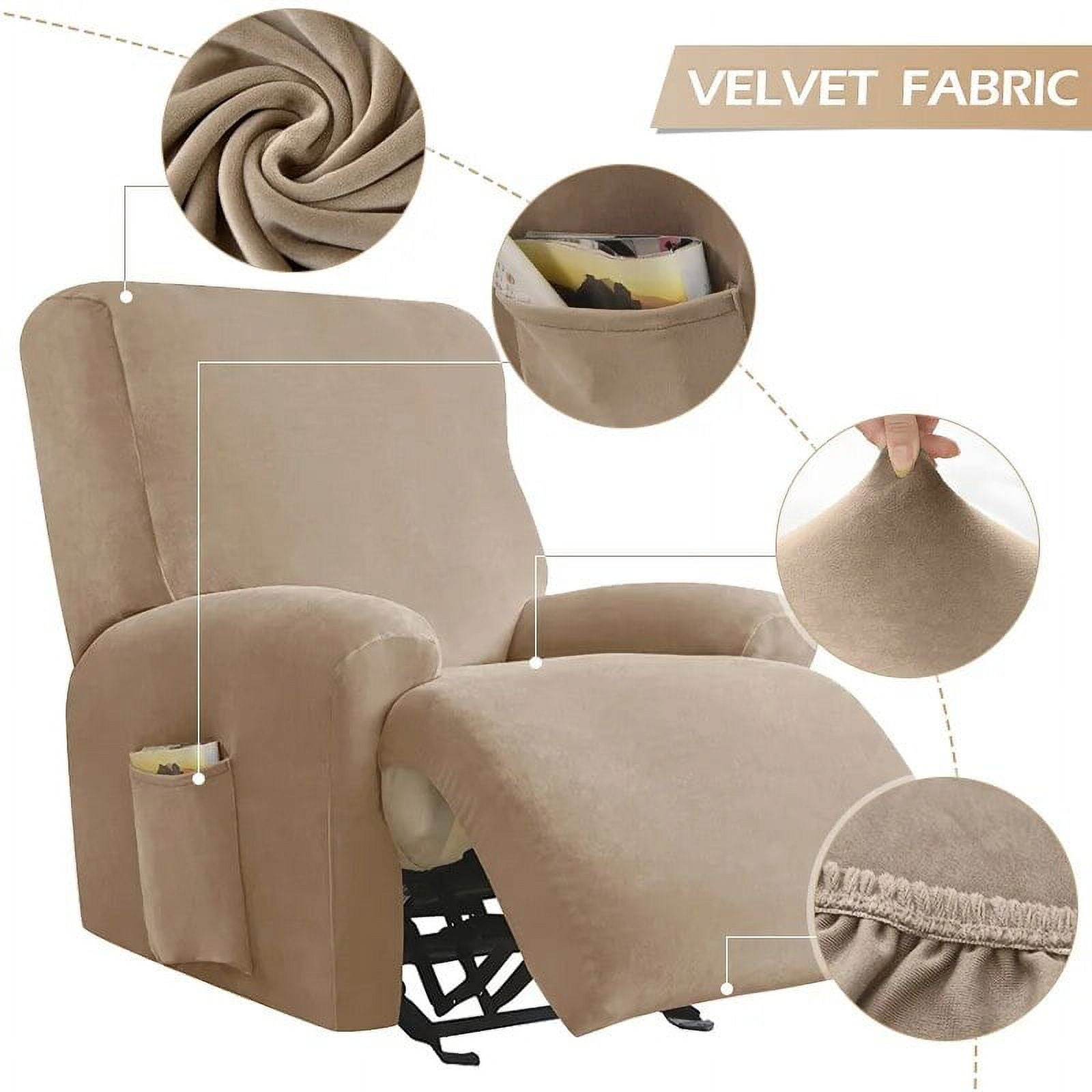 CHUNTIAN Velvet Recliner Sofa Cover Elastic Armchair Chair Covers Lazy Boy Relax Reclining Sofa Seat Cover For Living Room 1/2/3/4 Seats