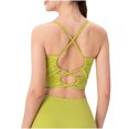 thumbnail image 2 of JGGSPWM Women's Workout Sports Bras Fitness Padded Yoga Crop Tank Top Twist Back Cami Tees Green XL, 2 of 9