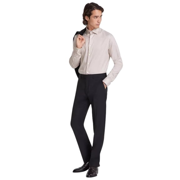 Calvin Klein Mens Slim fit Dress Pants 42 / 30 Black Solid Stretch Wool