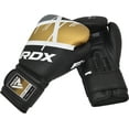 thumbnail image 4 of RDX F7 Leather Boxing Gloves for Men Women, Unisex Sparring Muay Thai Gloves for Punching Bag with Ventilated Palm, Golden, 16oz, 4 of 9