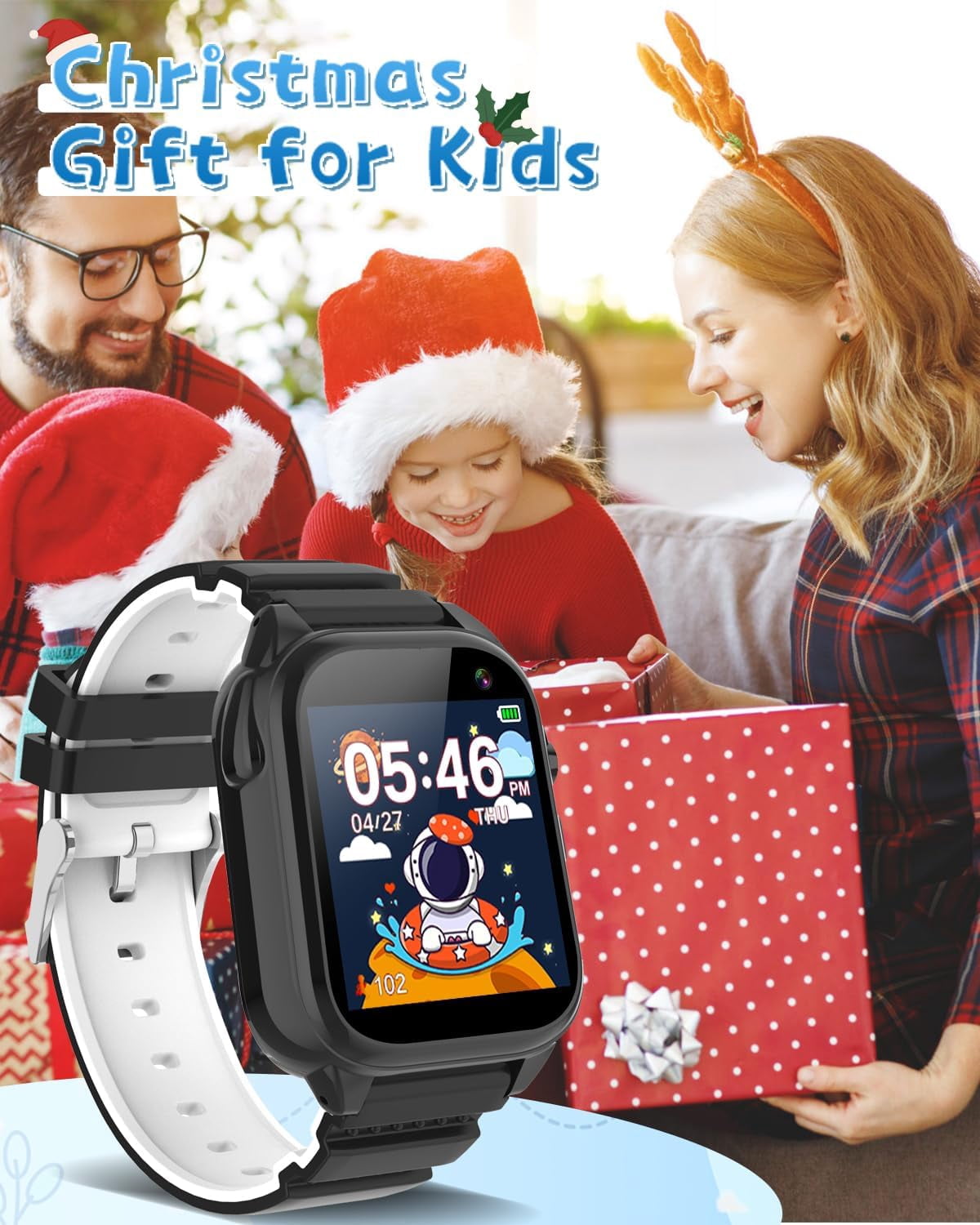 Kids Waterproof Smart Watch for 3-12 Year Old Boys Girls Learning Toys with 26 Puzzle Game 1.44'' HD Touchscreen Camera Video Music Audible Story Pedometer Alarm Watch for Christmas Learning Toy Gift