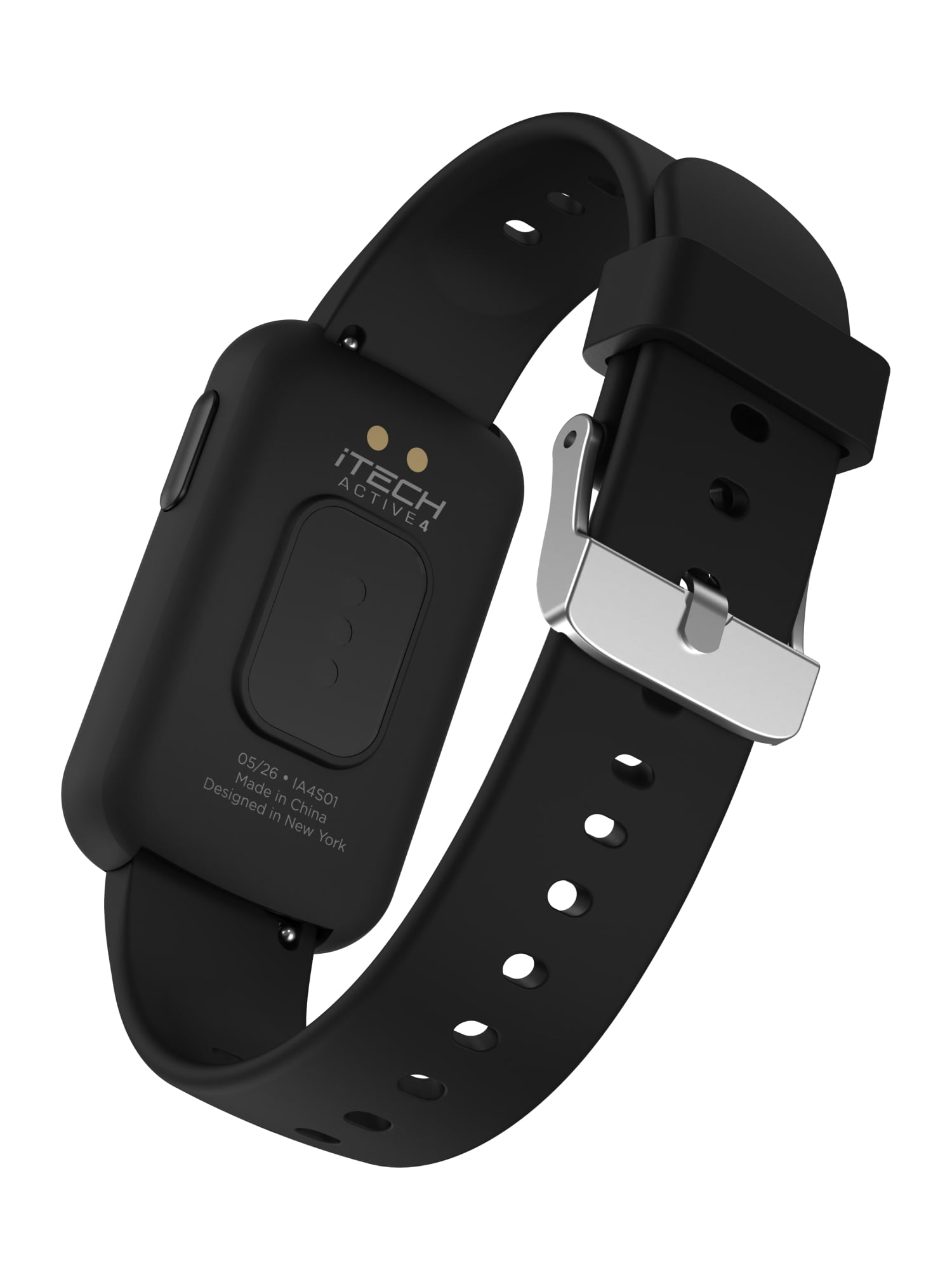 iTech Active 4 Unisex Adult Smartwatch Fitness Tracker, Black, Silicone Strap