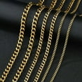 thumbnail image 2 of Stainless Steel 18K Gold Plated Cuban Curb Link Chain Men Necklace 3/5/7/9/11mm, 2 of 6