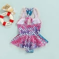 thumbnail image 4 of stylesilove Toddler Kid Girls Mermaid Tulle Ruffled Skirt One-Piece Swimsuit Multicolor Fish Scale Bathing Suit Beach Swimwear (5-6 Years), 4 of 7