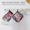 thumbnail image 4 of Yayeee Oven Mitts and Pot Holder Set of 2 Heat Resistant Kitchen Gloves Baking Hot Pad, Art Cat, 4 of 5