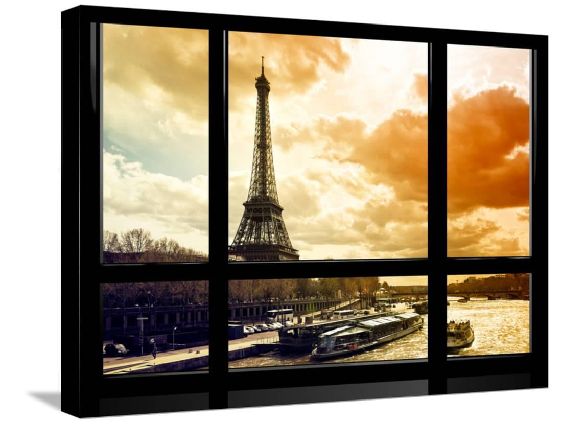Window View, Special Series, Eiffel Tower and the Seine River at Sunset ...