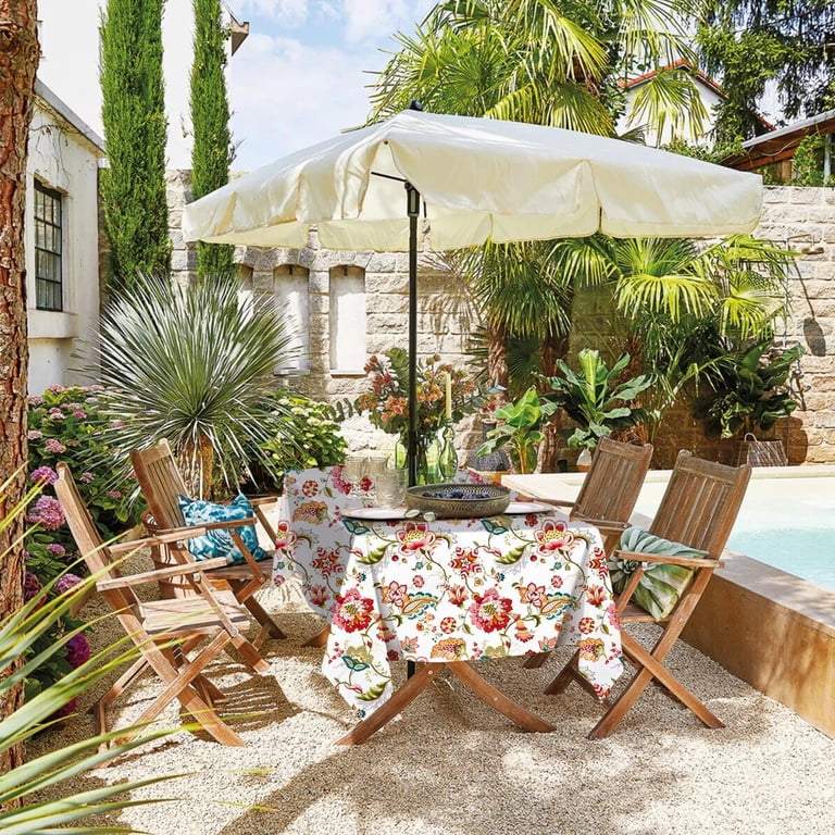 48inch patio table cover with umbrella hole bnhjsdw Outdoor Tablecloth for Oval Table, Waterproof Flowers Cloth with Zipper Patio table with retro pattern 39.37. in. Cast Aluminum Round