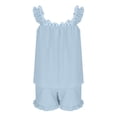 thumbnail image 6 of Helii Women's 2 Piece Pajama Set Cute Ruffle Trim Sleeveless Tank Top and Shorts Soft Lightweight Breathable Sleepwear Loungewear Shorts Set for Summer Sleeping Casual Lounge Solid Color, 6 of 8